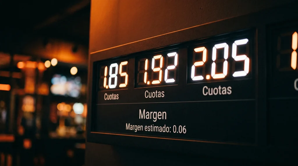 Primer plano de un tablero de cuotas de apuestas deportivas de baloncesto con cifras decimales